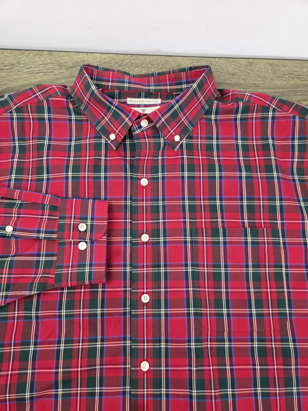 Oak Hill Button-Down Shirt Men's 3XL Red Plaid Long Sleeve Cool & Dry